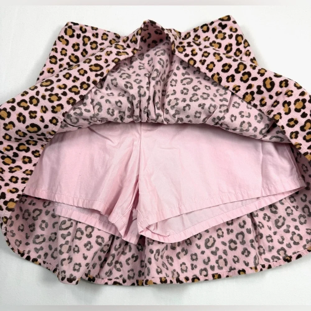 GYMBOREE Vintage Kitty Glamour Line Cheetah Print Y2K Corduroy Mini Skort Size 9